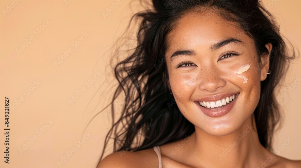 The smiling woman with cream The smiling woman with cream