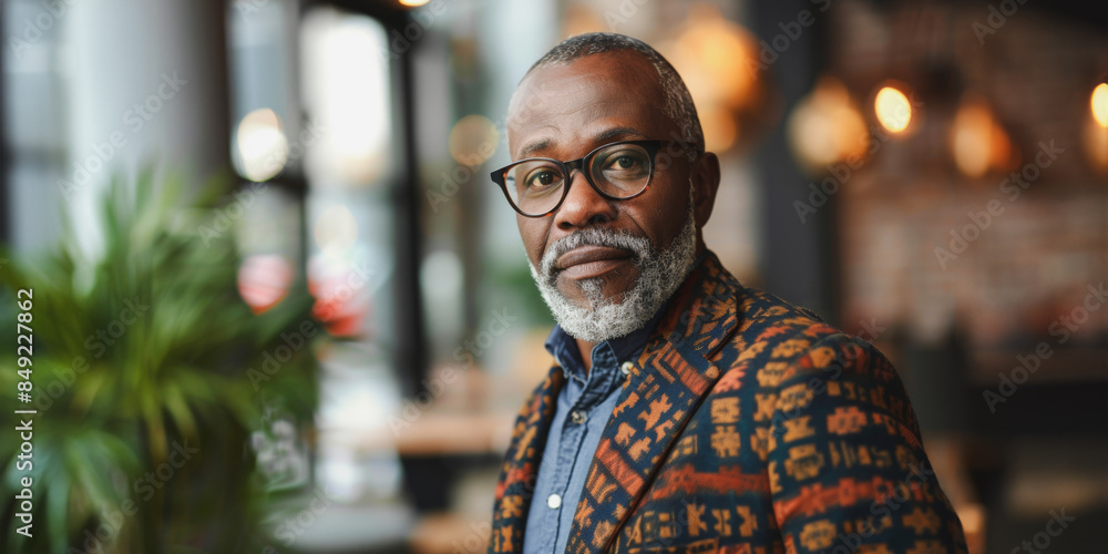 Mature man in glasses at cafe Mature man in glasses at cafe