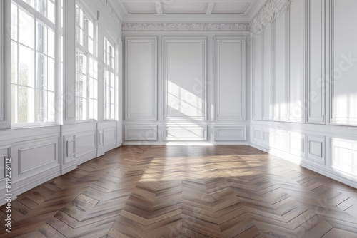 Wallpaper Mural An empty living room in a beige home with a panoramic view of the tropics Torontodigital.ca