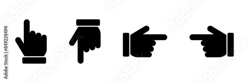 Up, down, left, right hand Cursor icon set
