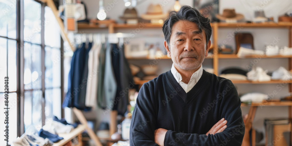 Senior man in modern clothing store