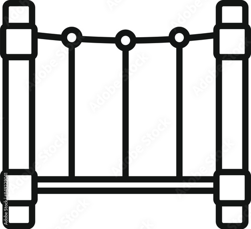 Simple black and white icon of a rope bridge, part of a playground for kids