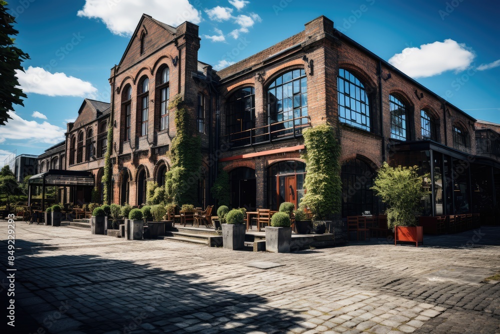 Fototapeta premium Imposing façade of the Schindler Factory Museum in Krakow., generative IA