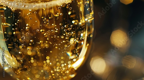 Close-up of sparkling cider in a glass 32k, full ultra HD, high resolution