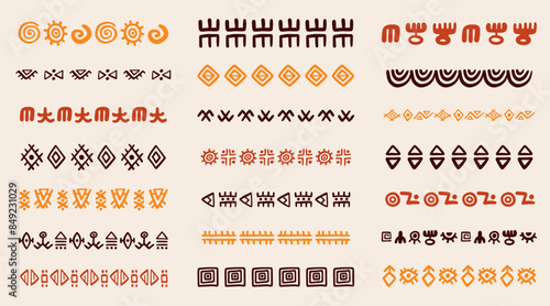 Abstract African tribal borders geometric strokes