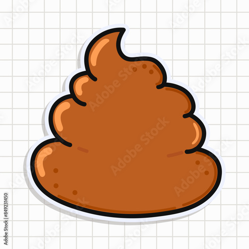 Cute funny Turd sticker. Vector hand drawn cartoon kawaii character illustration icon. Isolated on background. Turd character concept