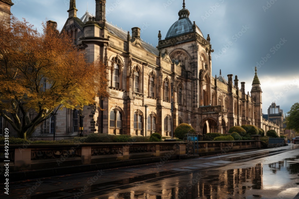 Fototapeta premium Edinburgh Scottish library with vast collection., generative IA