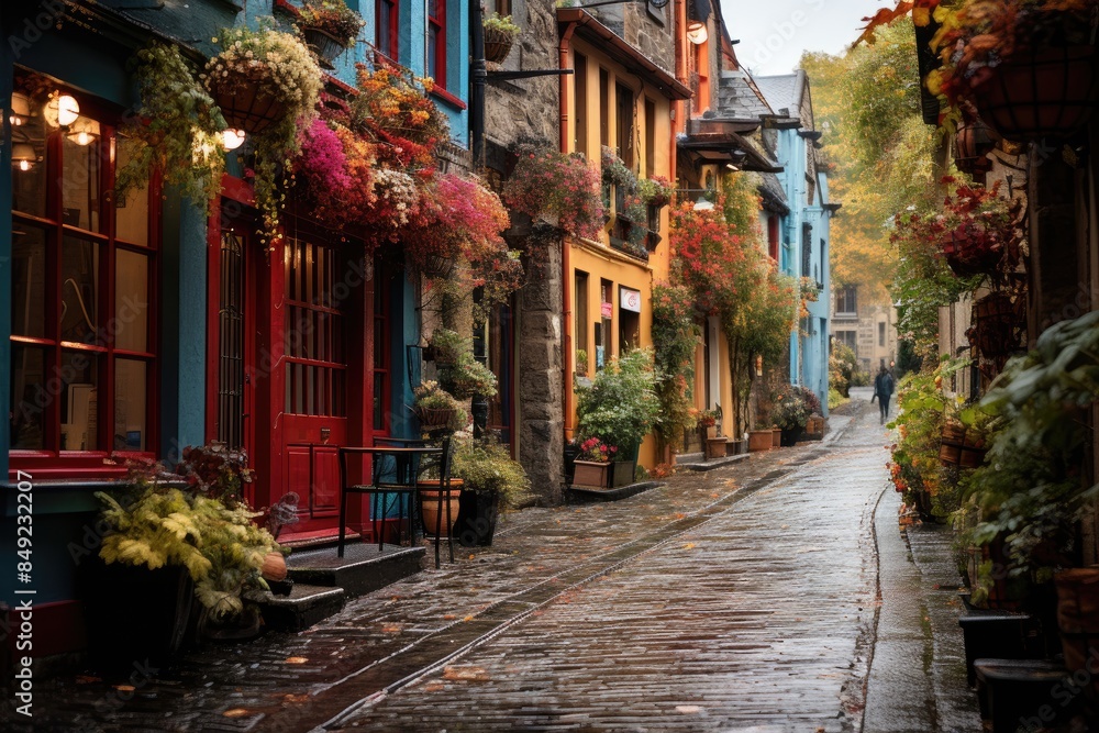 Fototapeta premium Victoria Street, Edinburgh Colorful Architecture enchants., generative IA