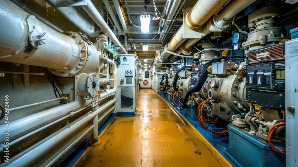 A large industrial building with pipes and machinery A large industrial building with pipes and machinery
