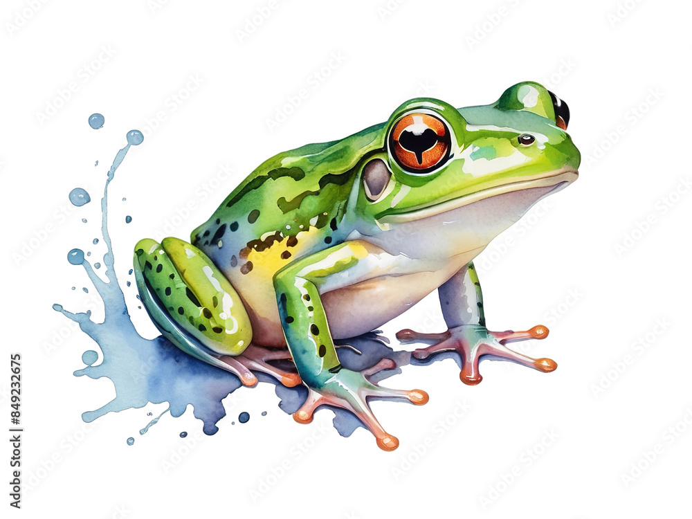 Obraz premium Watercolor of cute frog clipart images. Isolate background