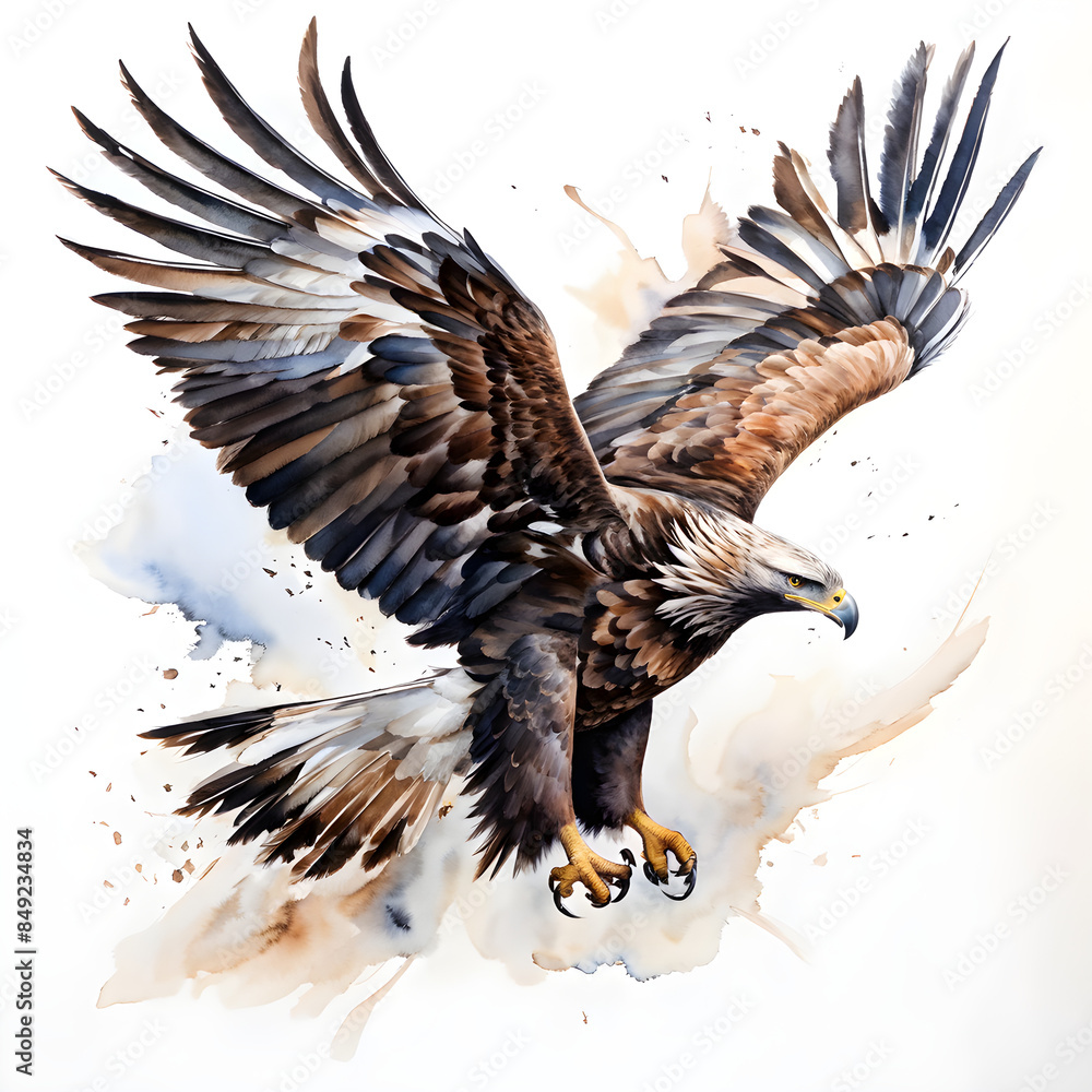 Obraz premium Drawing of a eagle white background
