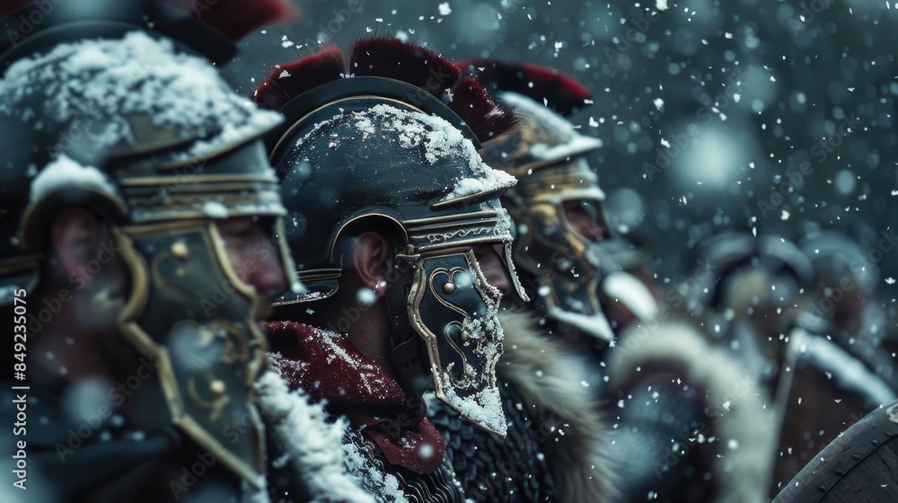 Soldiers wearing winter helmets. Soldiers wearing winter helmets.