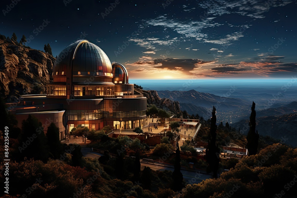 Fototapeta premium Teide Observatory Starring night in the Canary Islands., generative IA