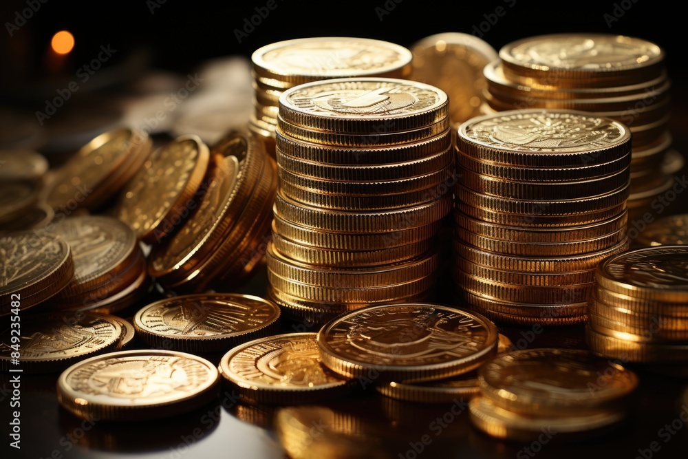 A gold coins and a photo of a gold coin, generative IA A gold coins and a photo of a gold coin, generative IA