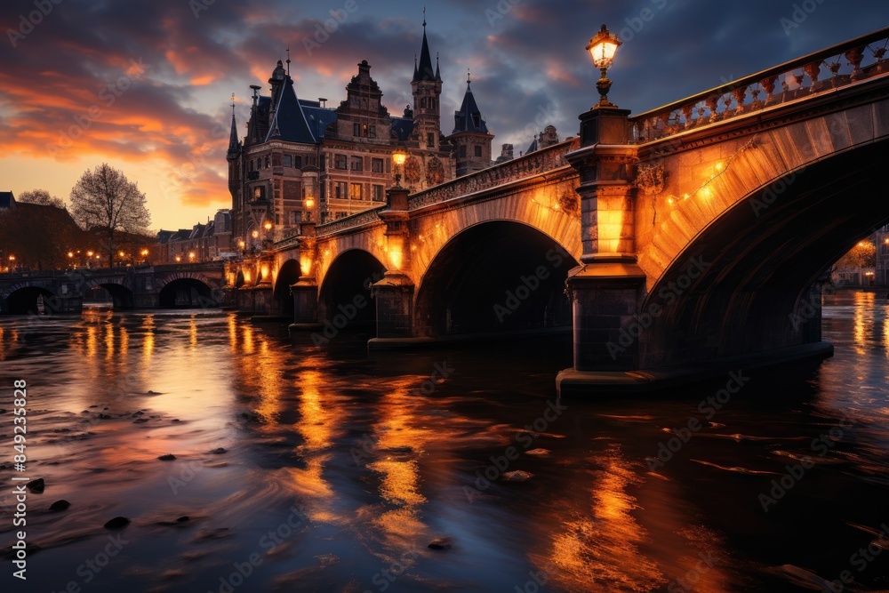 Amsterdam Channels, houses and picturesque bridges., generative IA Amsterdam Channels, houses and picturesque bridges., generative IA