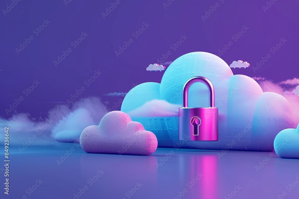 Rack with padlock, cloud and password protection for servers Rack with padlock, cloud and password protection for servers