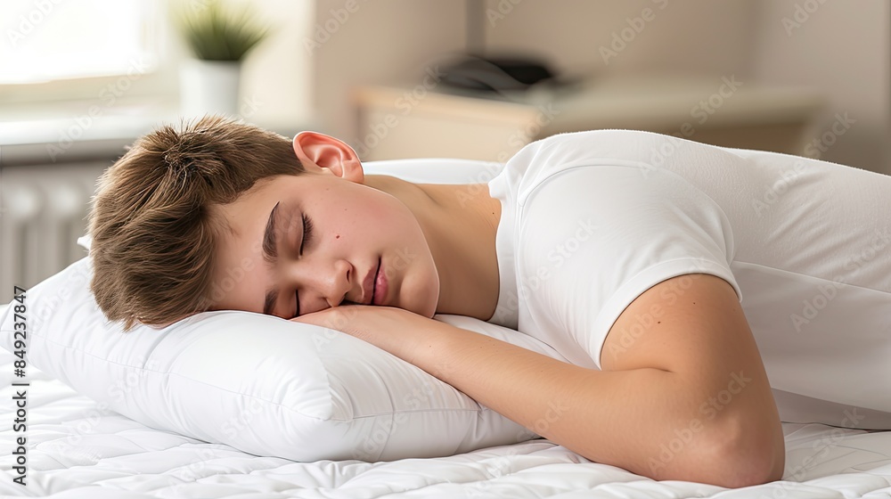 a handsome man sleeping soundly in bed, surrounded by white pillows and blankets against a cozy bedroom backdrop. a handsome man sleeping soundly in bed, surrounded by white pillows and blankets against a cozy bedroom backdrop.