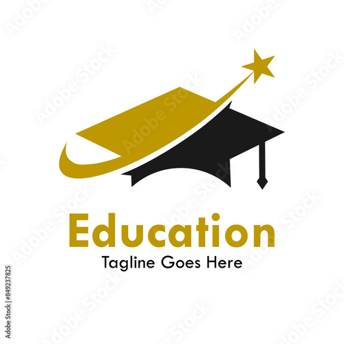 Education design logo template illustration. there are hat graduation with star