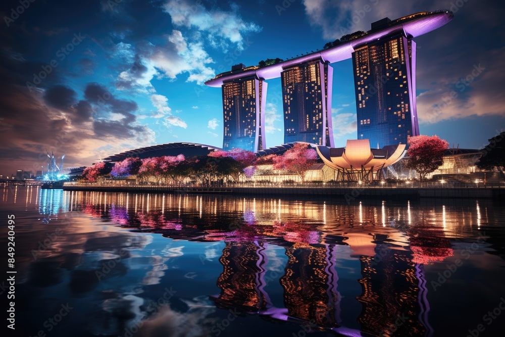 Superree Grove de Singapore at night Light and Nature Show., generative IA Superree Grove de Singapore at night Light and Nature Show., generative IA
