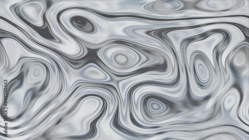 3d abstract waving background. White and grey, water or oil reflection surface, ripples. Liquid pattern, moving glossy shapes. 4K looped video animation. 3d abstract waving background. White and grey, water or oil reflection surface, ripples. Liquid pattern, moving glossy shapes. 4K looped video animation.