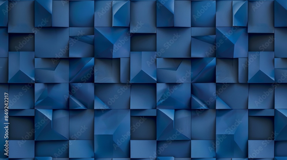 Blue geometric pattern with 3D shapes in repeating form. Blue geometric pattern with 3D shapes in repeating form.