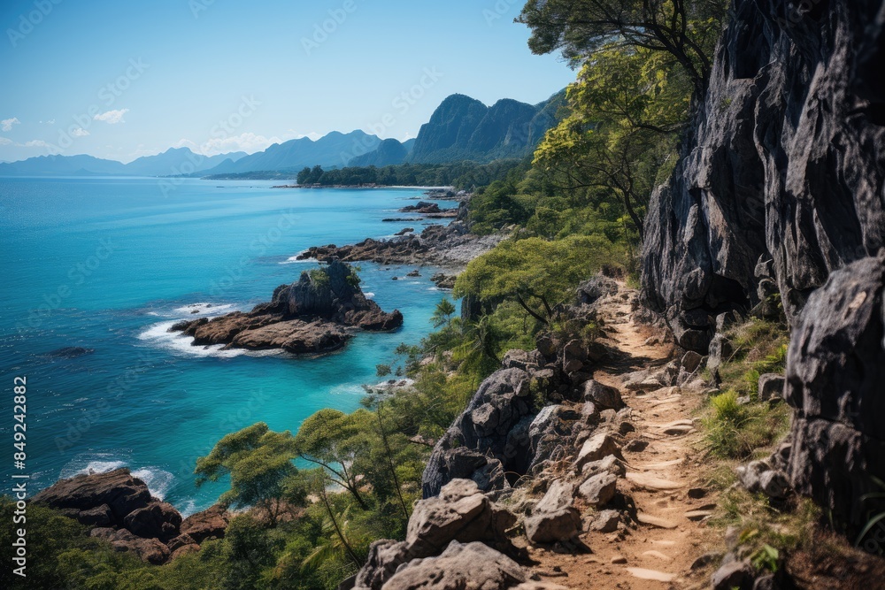 Stunning panoramic view of the trails in Krabi., generative IA Stunning panoramic view of the trails in Krabi., generative IA