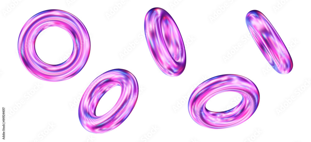 3d set of holographic geometric shape torus. Metal simple figure for your design. Stock vector illustration on isolated background.
3d set of holographic geometric shape torus. Metal simple figure for your design. Stock vector illustration on isolated background.