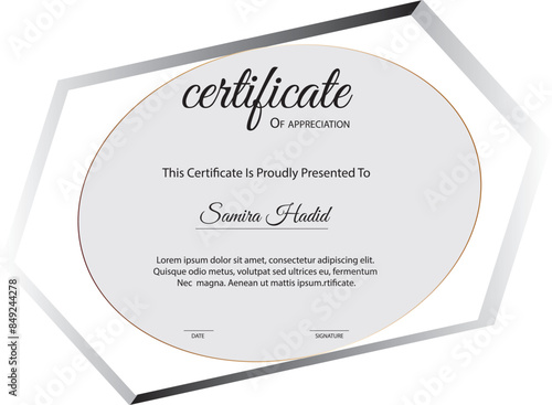 certificate of achievement border template with luxury badge and modern line pattern.