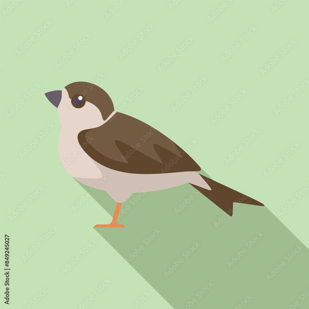 Simple cartoon icon of a common house sparrow bird standing facing left Simple cartoon icon of a common house sparrow bird standing facing left