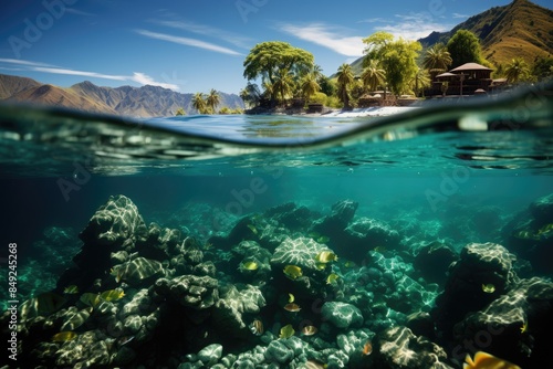 Drunken underwater scenario on the Gili, Lombok islands., generative IA © JONATAS