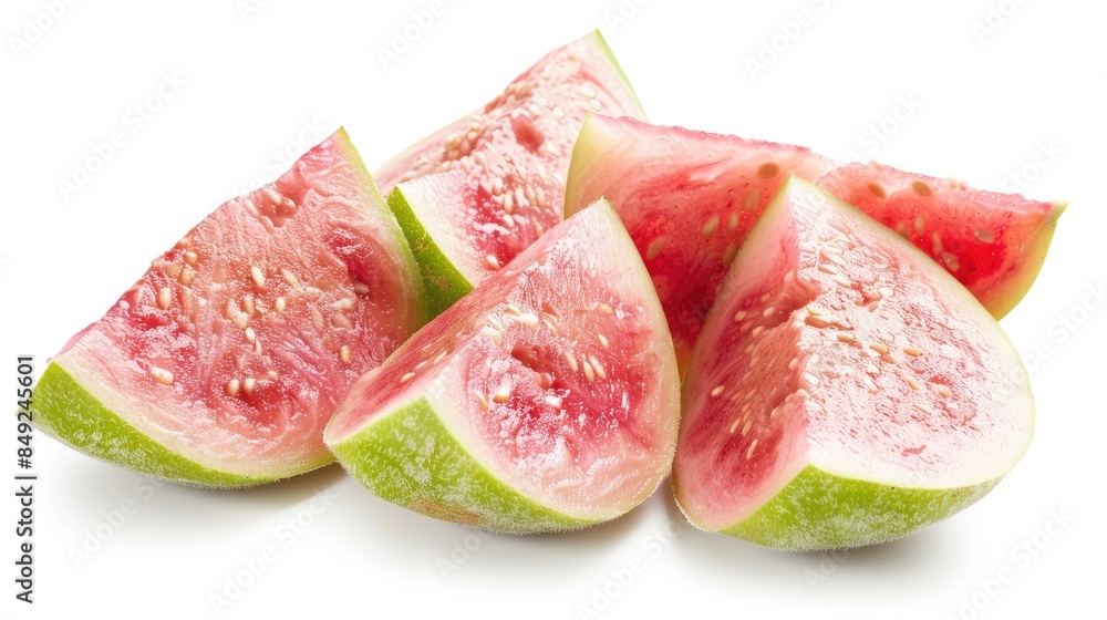 Isolated Guava Fruit Slices on a White Background Isolated Guava Fruit Slices on a White Background