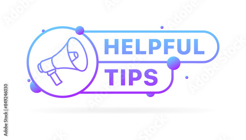 Helpful tips banner. Megaphone icon. Flat style. Vector icon.