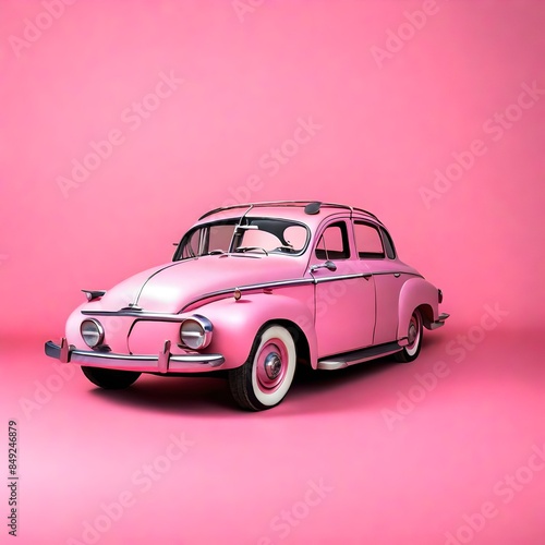 pink car isolated on black