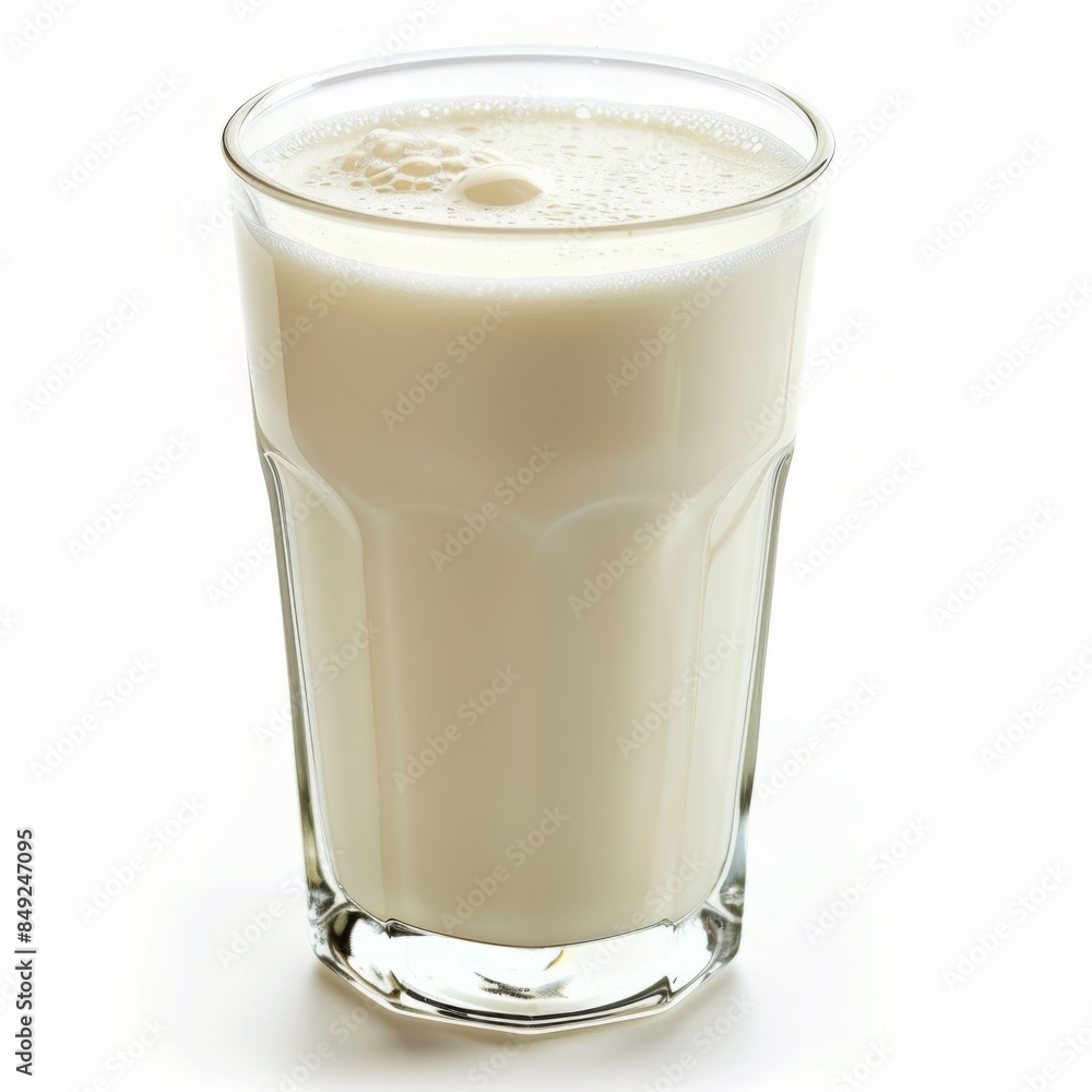 Fresh Buttermilk in Minimalist Setting on White Background for Easy Removal Fresh Buttermilk in Minimalist Setting on White Background for Easy Removal