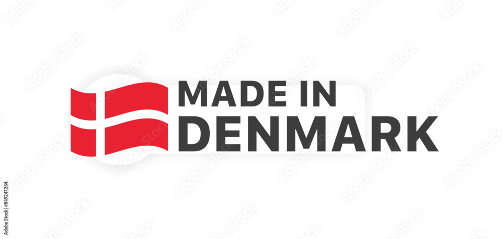 Made in Denmark banner. Flat style. Vector illustration. Made in Denmark banner. Flat style. Vector illustration.