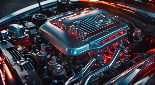 Wallpaper Mural Car engines with complex components with shiny metal parts Torontodigital.ca