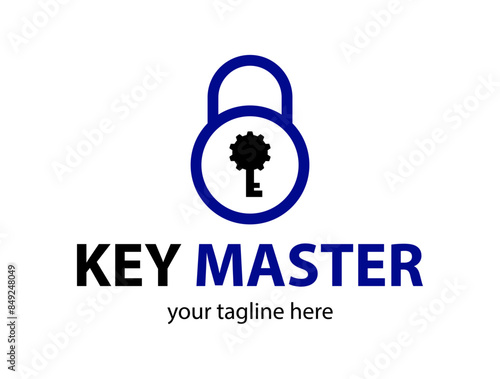 Abstract creative key duplication logo concept. Professional skilled key cutter sign.