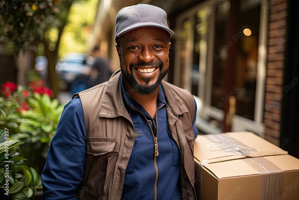 Smiling delivery delivery delivery fashion order., generative IA Smiling delivery delivery delivery fashion order., generative IA
