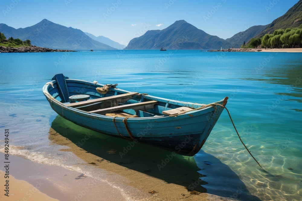 My Khe beach crystal clear waters, golden sand and coconut trees., generative IA My Khe beach crystal clear waters, golden sand and coconut trees., generative IA