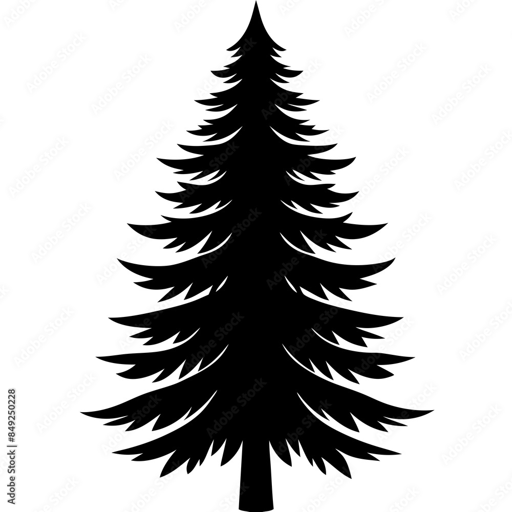 fir tree vector silhouette on white background fir tree vector silhouette on white background