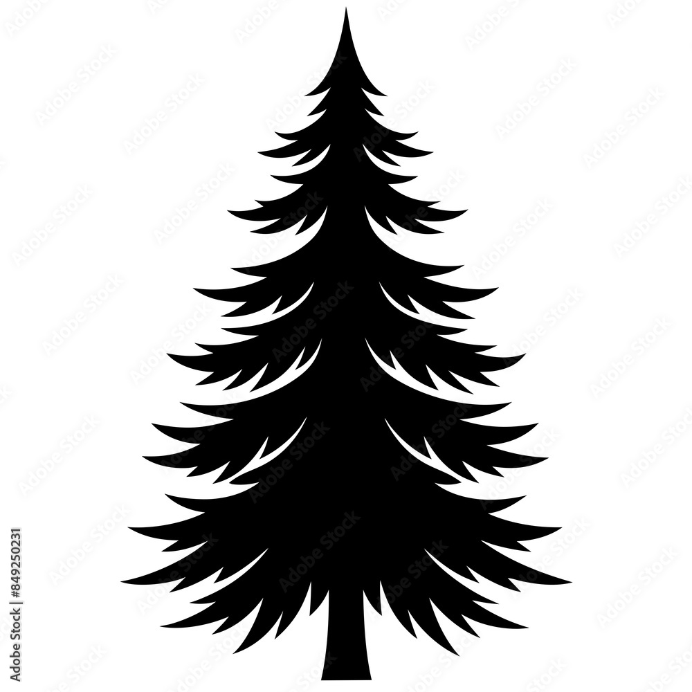 fir tree vector silhouette on white background fir tree vector silhouette on white background