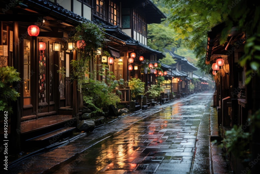 Hygashiyama's narrow streets, Kyoto Japanese authenticity., generative IA