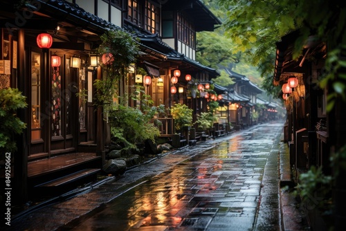 Obraz na płótnie Hygashiyama's narrow streets, Kyoto Japanese authenticity., generative IA w salonie