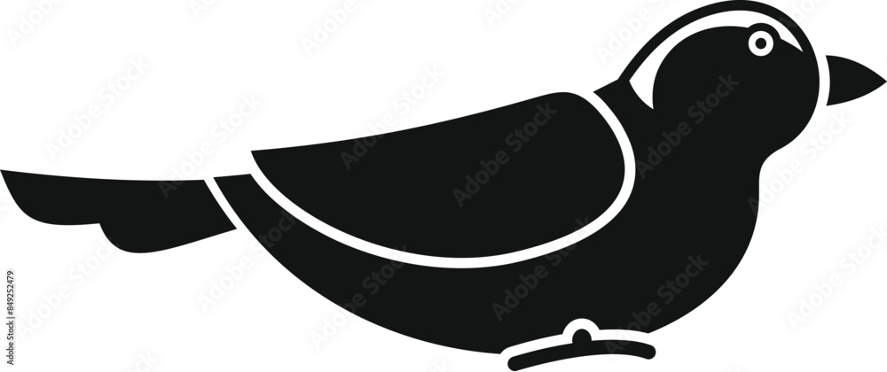Minimalist icon of a little bird standing with open beak Minimalist icon of a little bird standing with open beak