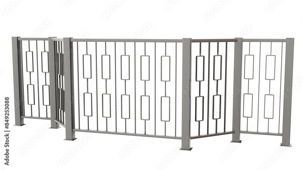 3D illustration features a minimalist stainless steel railing featuring a modern vertical rectangular pattern, perfect for modern design projects (transparent background). 3D illustration features a minimalist stainless steel railing featuring a modern vertical rectangular pattern, perfect for modern design projects (transparent background).