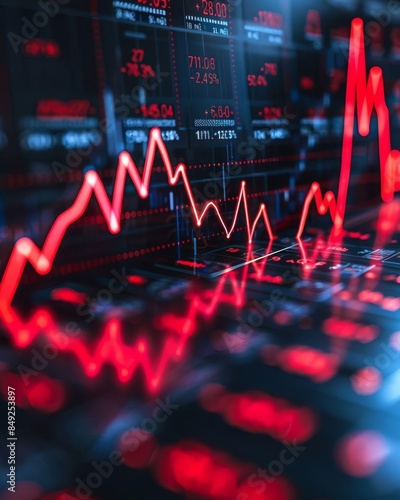 Wallpaper Mural A dramatic stock market graph highlighting a market crash, symbolizing economic downturn, financial crisis, recession, investment loss, panic selling, stock market volatility, bear market, economic Torontodigital.ca
