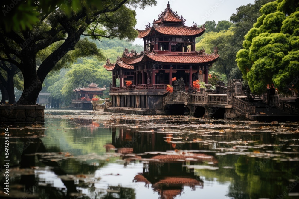 Majestic Mausoleum from Lê L?i in Hanoi, Vietnam., generative IA Majestic Mausoleum from Lê L?i in Hanoi, Vietnam., generative IA