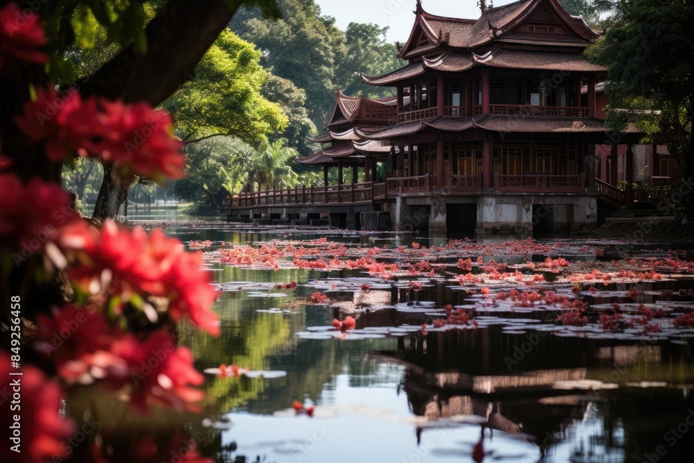 Fototapeta premium Ngoc Son Temple Serena Island in Hanoi., generative IA