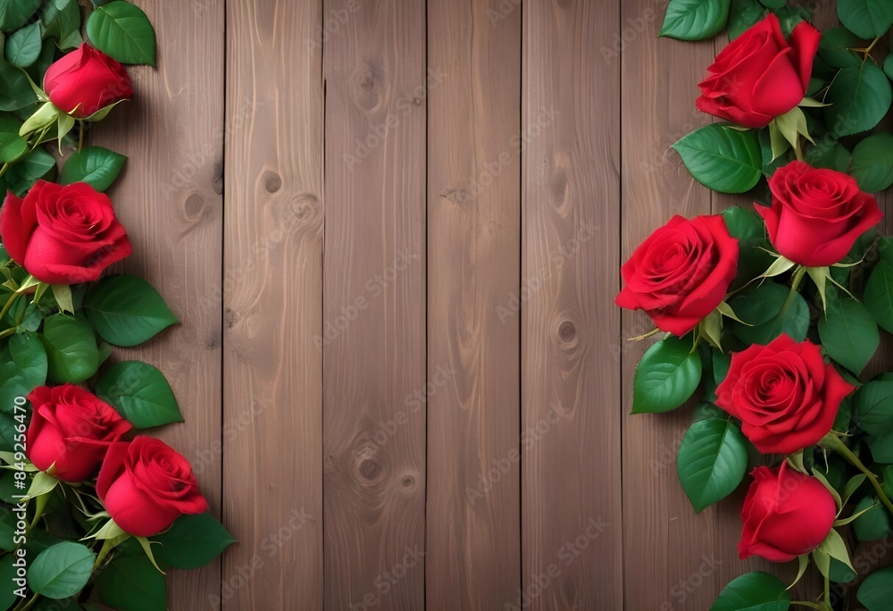 Beautiful roses on wooden background with copy space Beautiful roses on wooden background with copy space