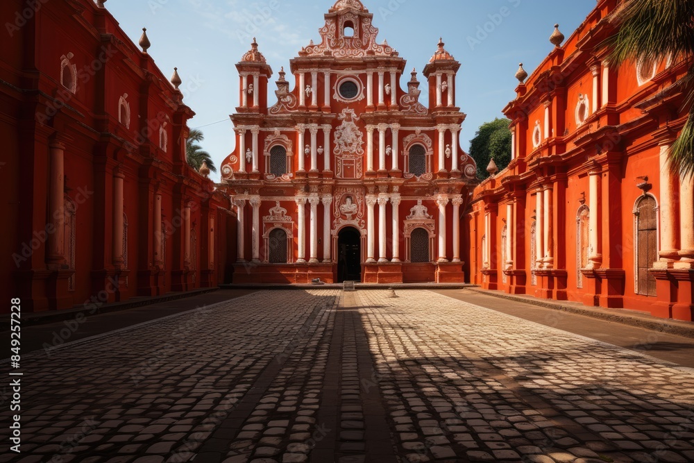 Fototapeta premium 18th century Baroque Church in Goa, India., generative IA